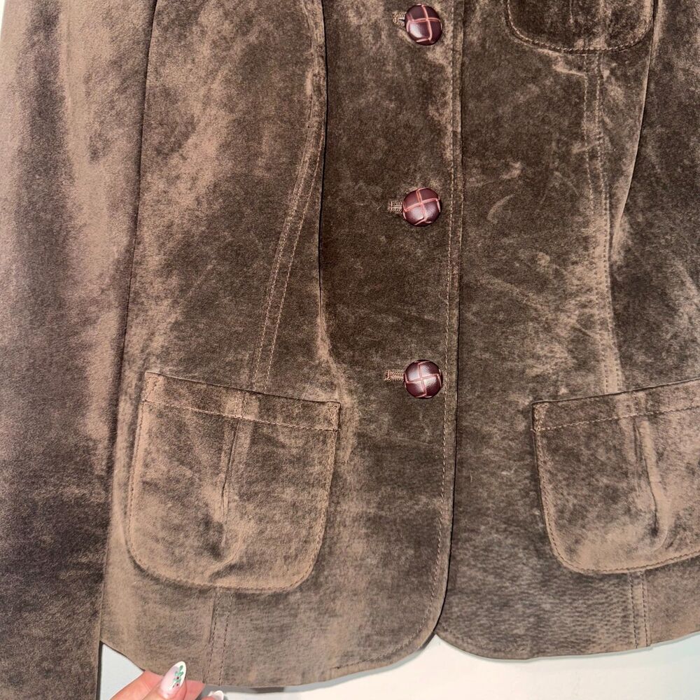 Atl Studio Collared 4 Button Suede Jacket - Brown… - image 3
